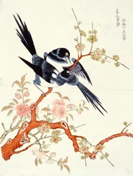 Xishang meixiao (ser glad ut) Suzhou (farget treblokktrykk)